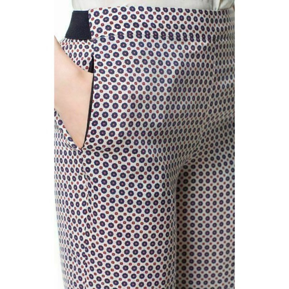 Zara Woman Printed Trousers Elastic Waist Pants XS - Picture 1 of 10